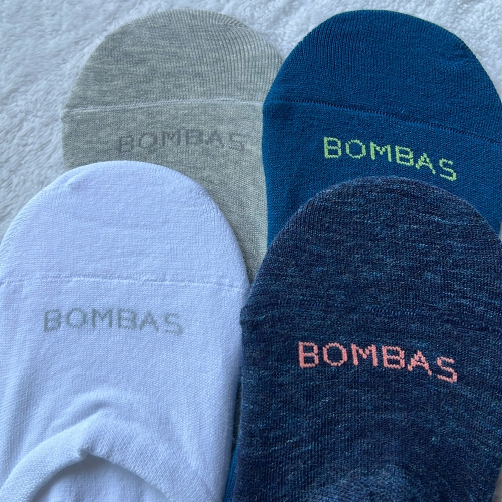 (4)Bombas Lightweight No Show Socks